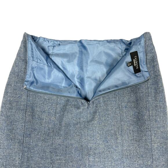 Talbots Career Skirt‎ Blue Pleated Panel Back Zip 100% Wool Modest Women's 10 - Picture 10 of 11